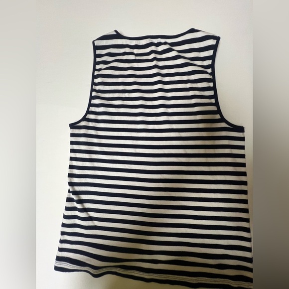 J CREW NAVY & WHITE STRIPE SLEEVELESS TOP W/ROUND NECK  SIZE XL. SOFT COTTON - Picture 7 of 9